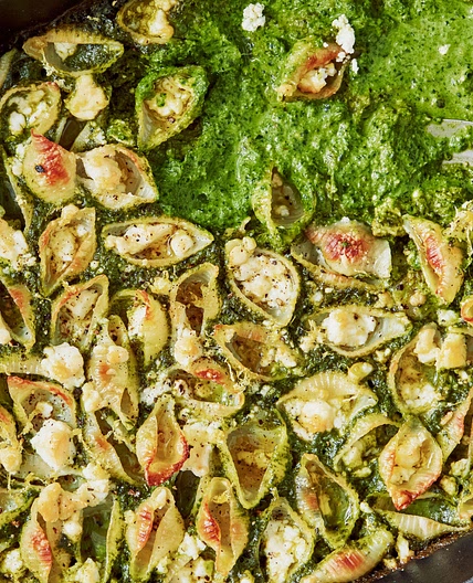 Baked Feta Pasta With Green Sauce
