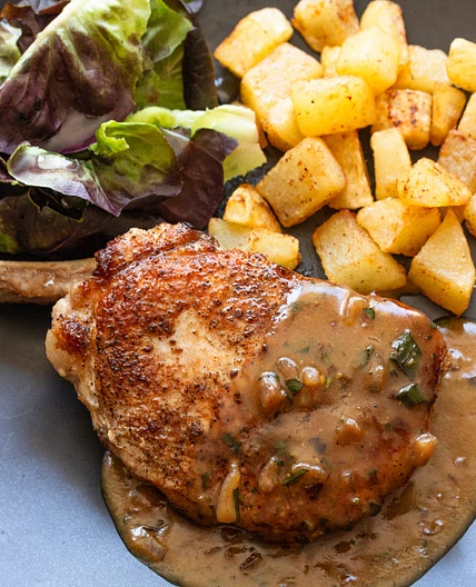Pork Chops with Beer and Mustard Gravy