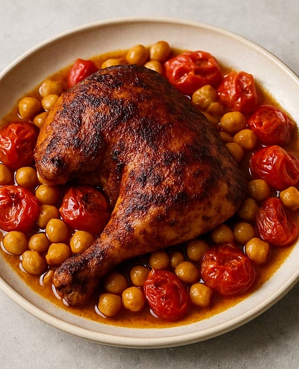 Smoky Roasted Chicken with Tomatoes & Chickpeas
