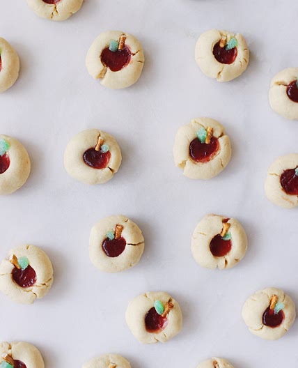 Apple-Shaped Thumbprint Cookies