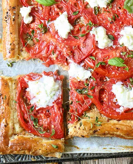 Puff Pastry Tomato Tart with Stracciatella