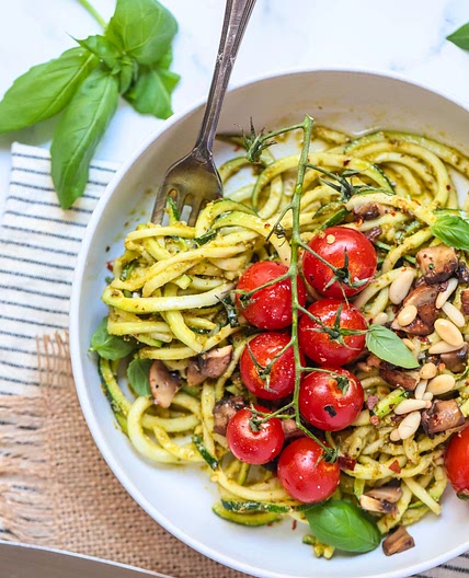 Vegan Pesto Zoodle Bowl