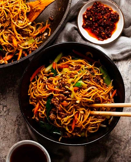 Honey-soy beef and noodles