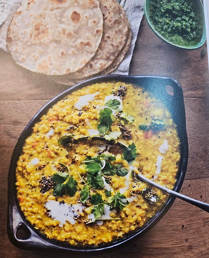 Red lentil dal with potato and fennel