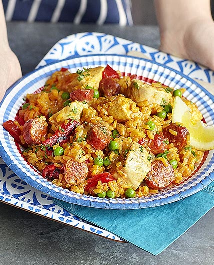 Chicken and chorizo paella