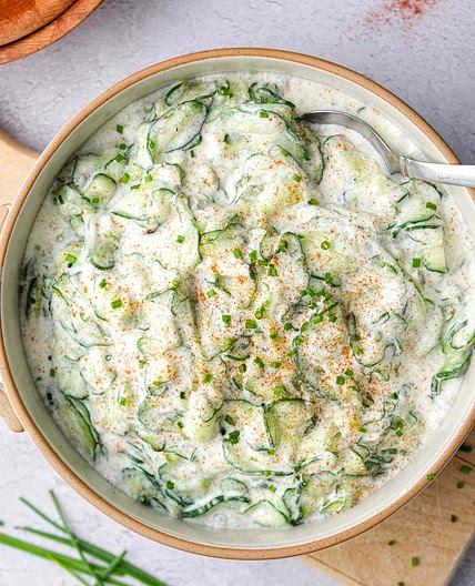 Hungarian Cucumber Salad with Sour Cream