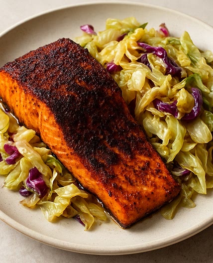 Blackened Salmon & Cabbage