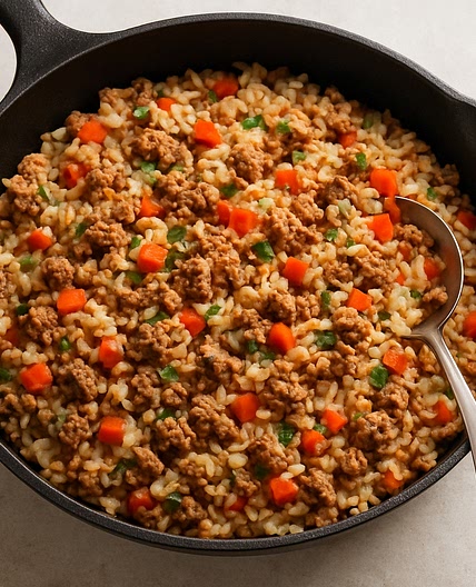 Minced Meat and Rice One-Skillet Recipe