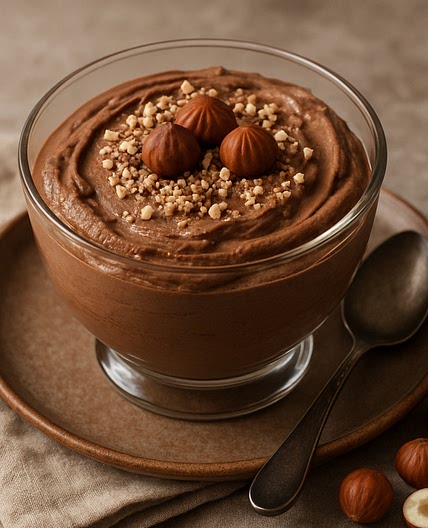 Mousse de chocolate y avellanas