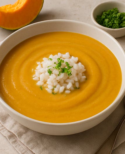 Crema de arroz y calabaza