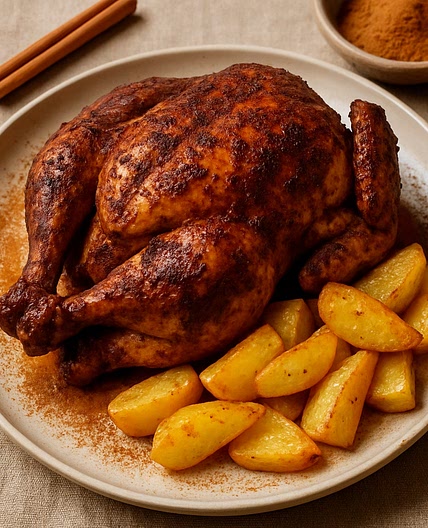 Pollo asado con canela