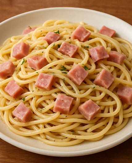 Espagueti con jamón