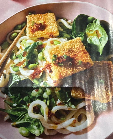 Miso noodles with sesame tofu 