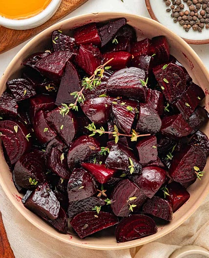 Roasted Beets With A Garlic, Thyme, Honey Glaze