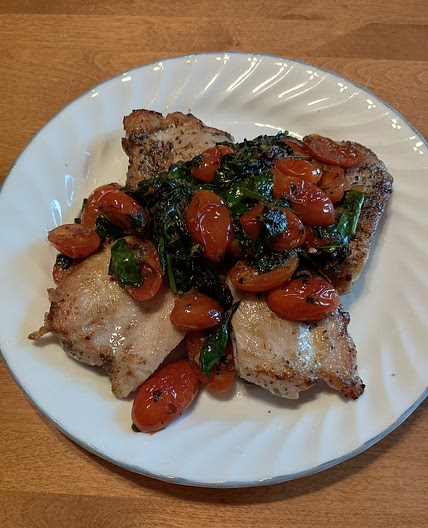 One Pan Tomato and Pesto Chicken