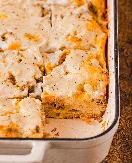 Biscuits and Gravy Breakfast Casserole