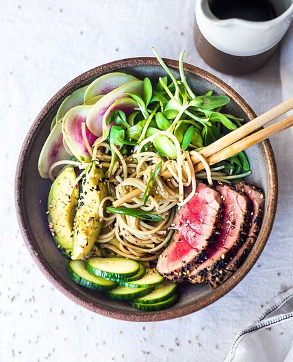 Ahi Tuna Noodle Bowl with Ponzu Dressing