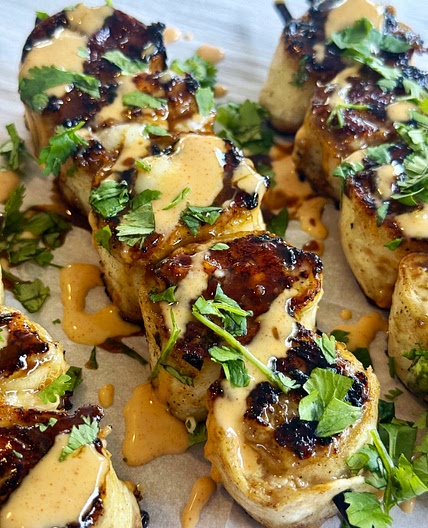 Blackstone Teriyaki Turkey Pinwheel Skewers