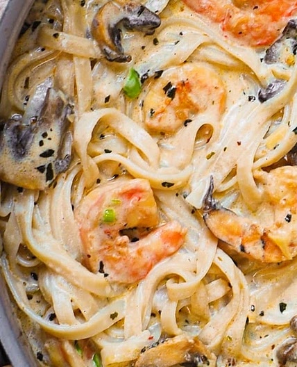 Creamy Shrimp Pasta with Mushrooms