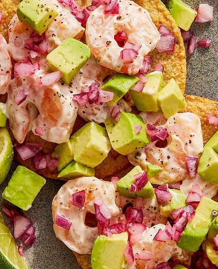 Shrimp and Avocado Tostadas