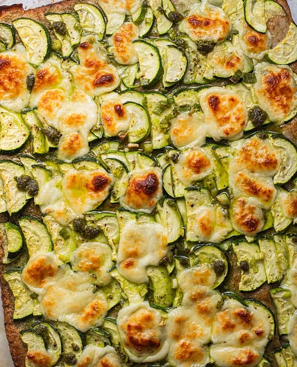 Zucchini Pizza with Basil Pesto