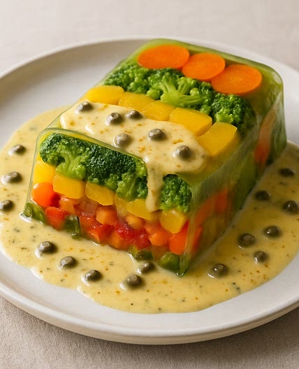 Terrina de verduras (con salsa de mostaza y alcaparras)