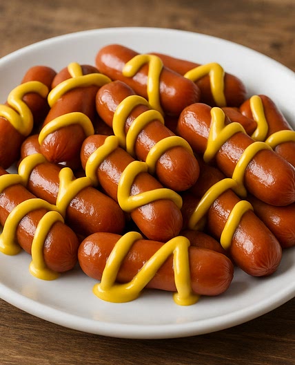 Salchichas de coctel con cubierta de mostaza