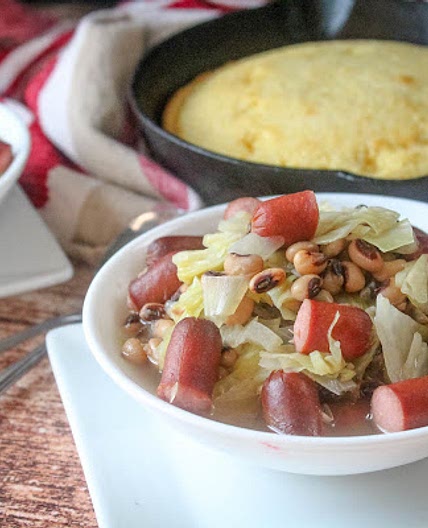 Black-Eyed Peas and Little Smokies with Cabbage