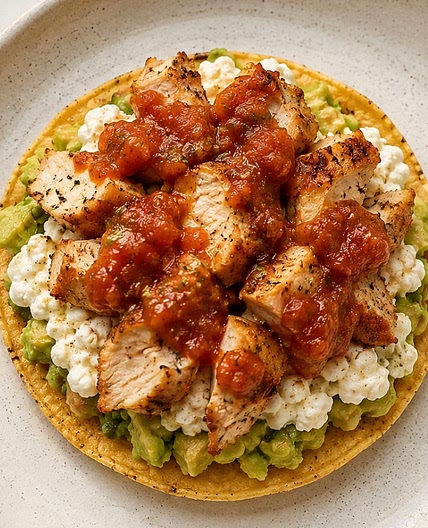 Crispy Avo Chicken Tostada