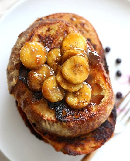 Vegan Banana French Toast with Caramelized Bananas