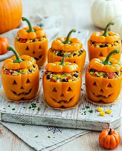Jack-o'-Lantern Stuffed Peppers