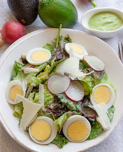 Avocado Dressing Over Mixed Green Salad
