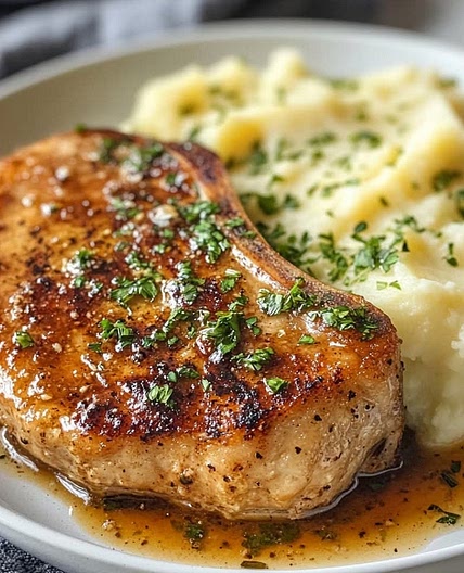 Buttery Garlic Pork Chops with Smooth Mashed Potatoes