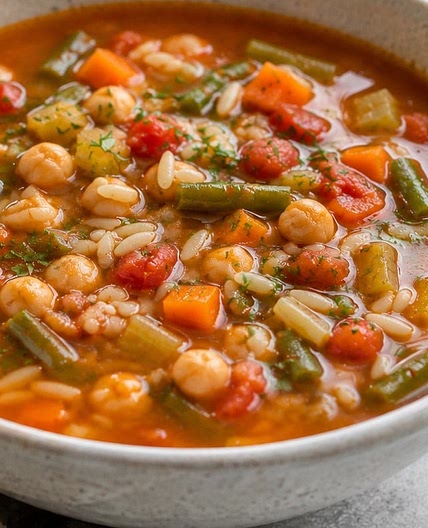 Vegan Orzo Minestrone Soup