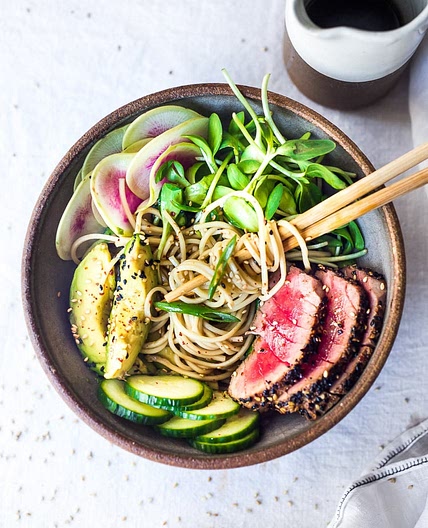 Ahi Tuna Noodle Bowl with Ponzu Dressing