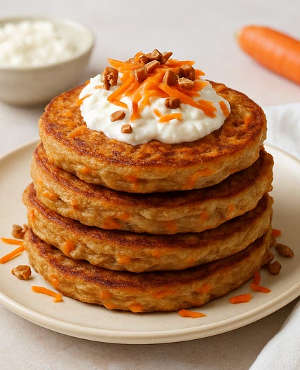 Carrot Cake Cottage Cheese Pancakes