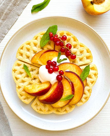 Peaches and Cream Buttermilk Waffles