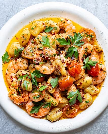 Crispy Garlic Butter Prawn Gnocchi with Chilli Oil
