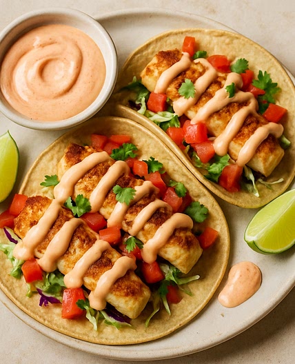 Fish tacos with chipotle sour cream