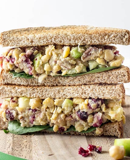 Vegan Cranberry Apple Chickpea Salad Sandwich