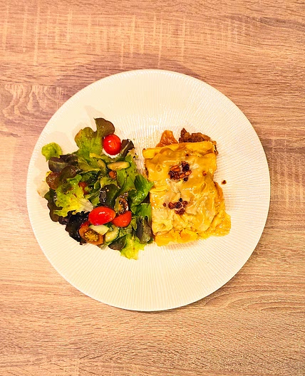 Lasagnes aux raviolis de porc