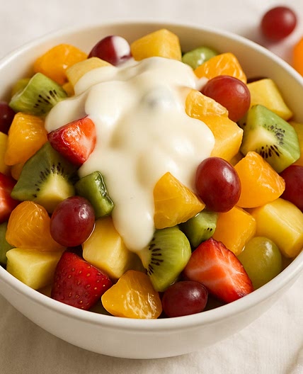 Ensalada de frutas con salsa