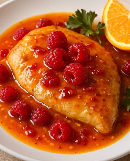 Salsa de naranja y frambuesas
