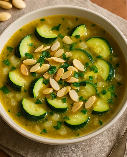 Sopa de almendras y calabacitas