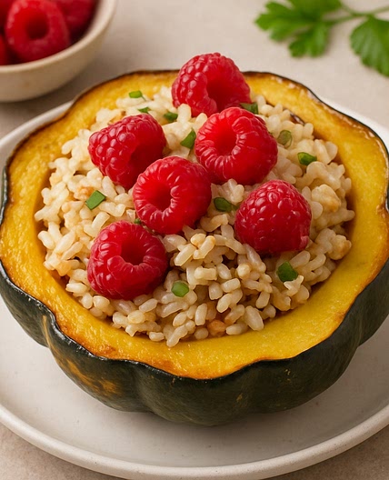 Relleno de arroz y frambuesa