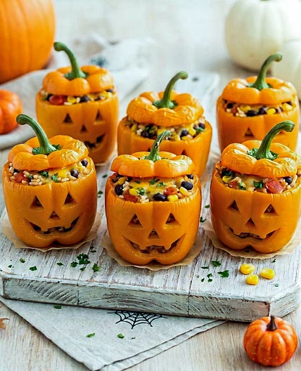 Jack-o'-Lantern Stuffed Peppers