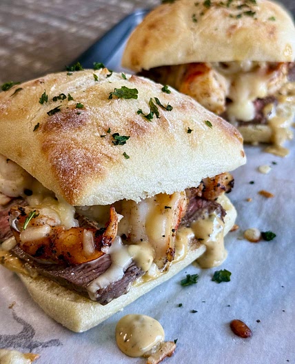 Baked Surf and Turf Sandwiches
