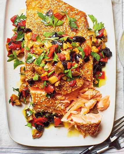 Saumon rôti en croûte de dukka