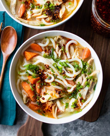 miso ginger chicken udon soup