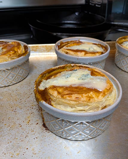 Cambozola, Beef and Irish Stout Pot Pies